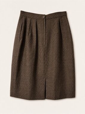 Vintage Harvé Benard 100% Wool Brown Pleated Pencil Skirt Petite 2